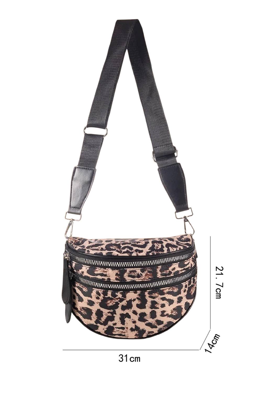 Camo / Polka Dot Print Gold Chain Strap Zipper Crossbody Bag: Coffee / Missy / Standard