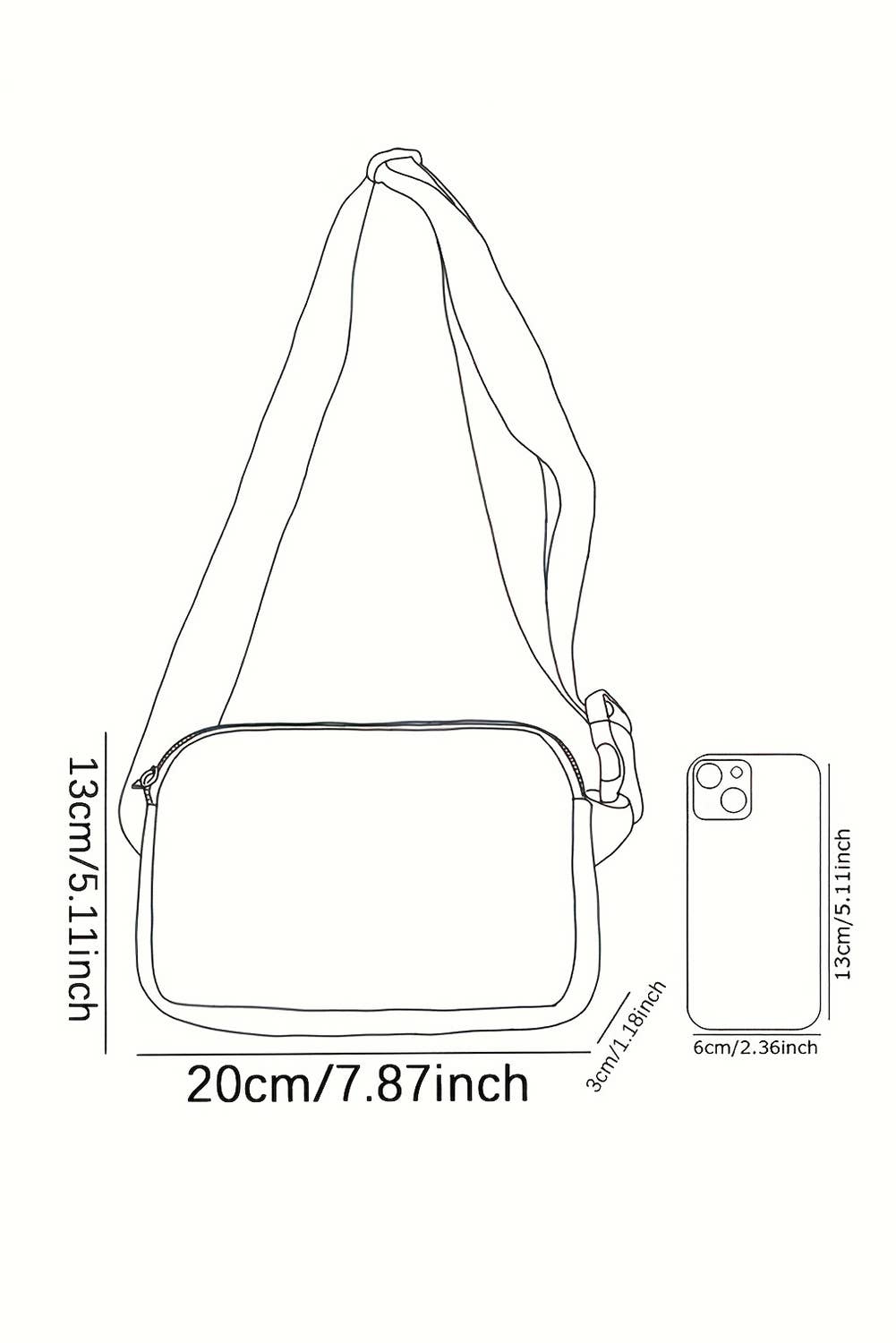 Flower Pattern Zipper Cross Body Bag: Black / ONE SIZE