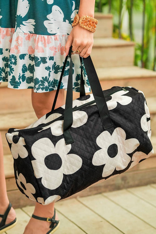 Flower Print Quilted Large Duffel Bag: As shown / Missy / Standard