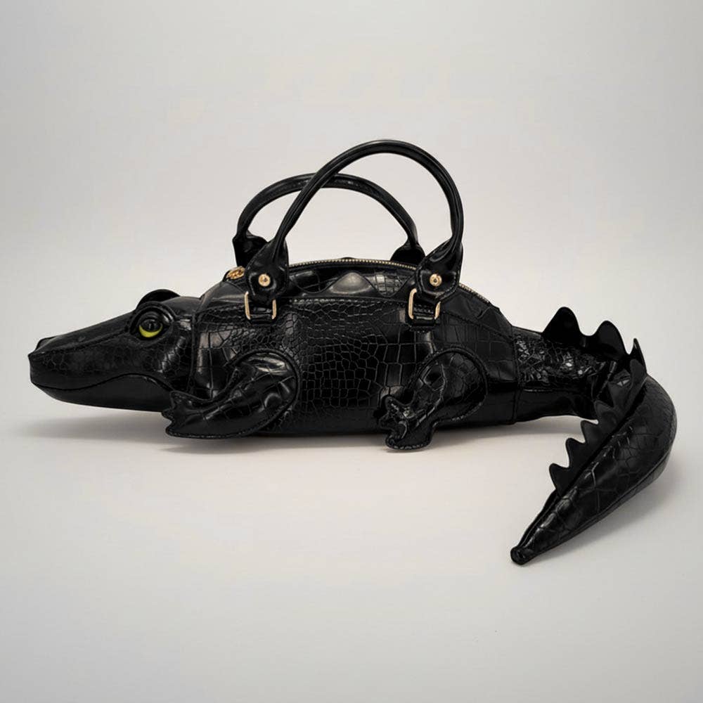 Faux Leather Crocodile Shape Crossbody Handbag: Green