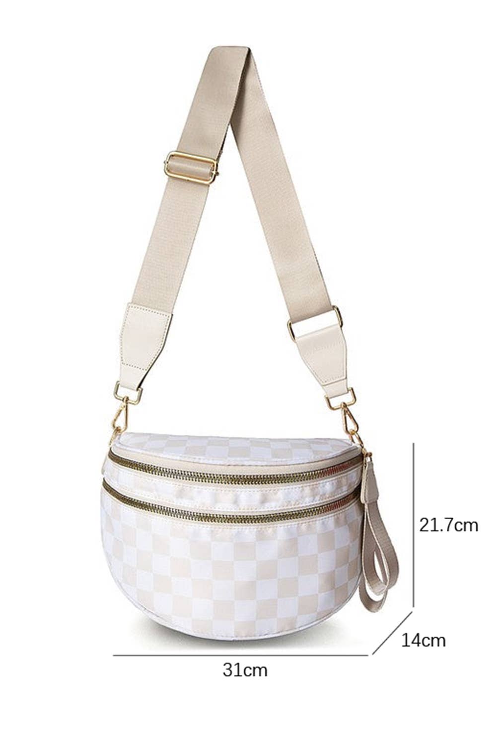 Checkered Print Wide Strap Large Crossbody Bag: As shown / Missy / Standard