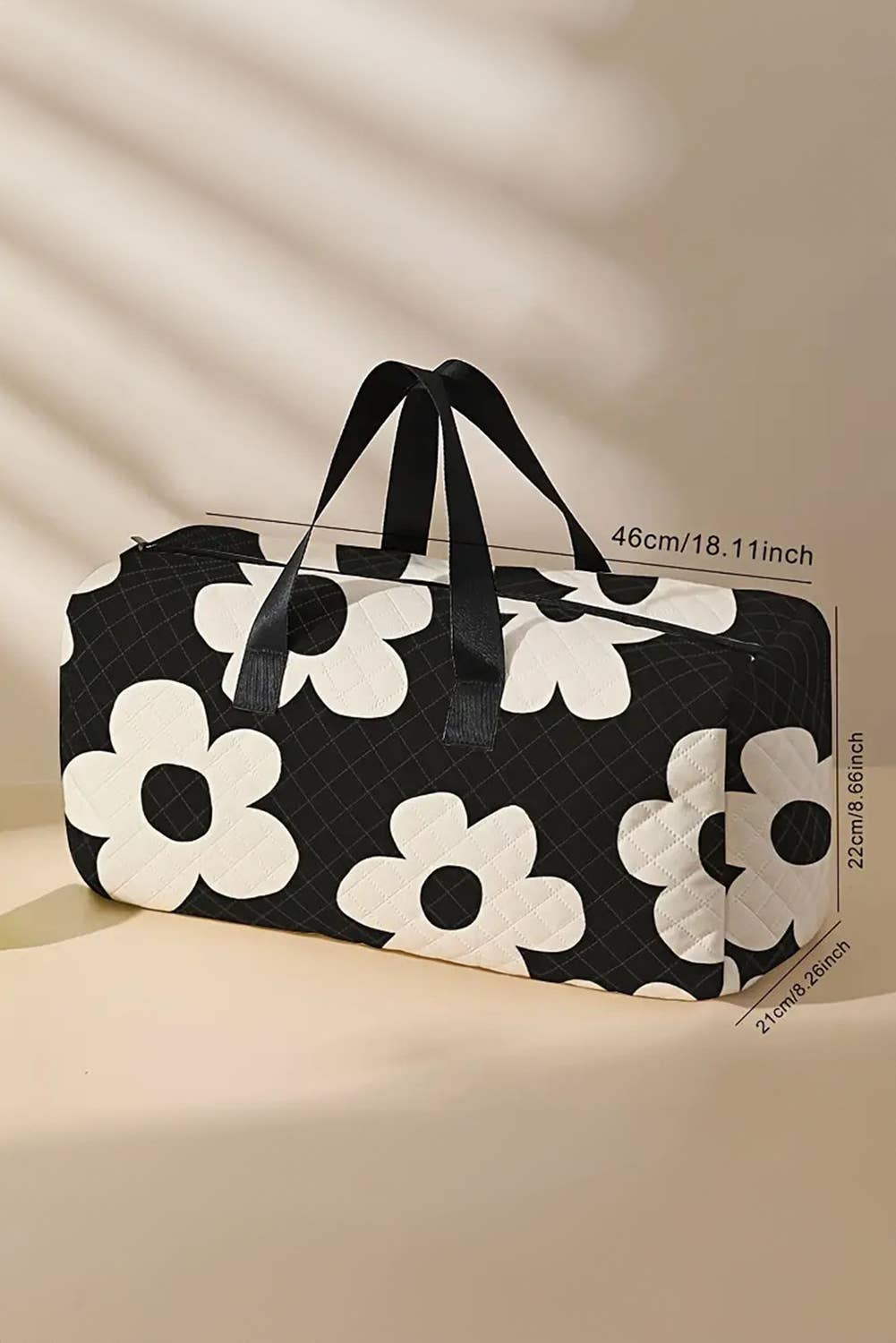 Flower Print Quilted Large Duffel Bag: As shown / Missy / Standard