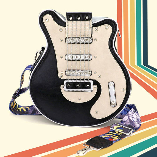 Electronic Guitar Shaped Crossbody Bag
: Black