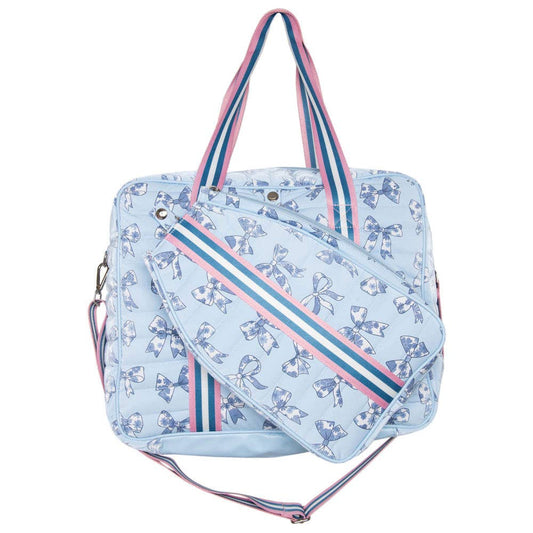 Toile Coquette Bows Pickleball Bag: Light Blue