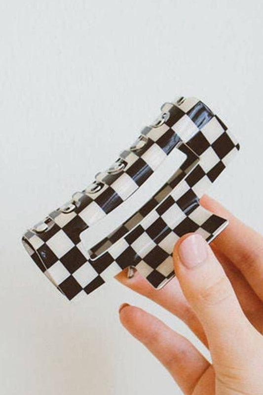 Checkered Print * Hollow Out Hair Clip | One size : As shown / Set