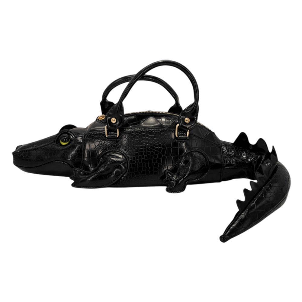 Faux Leather Crocodile Shape Crossbody Handbag: Green