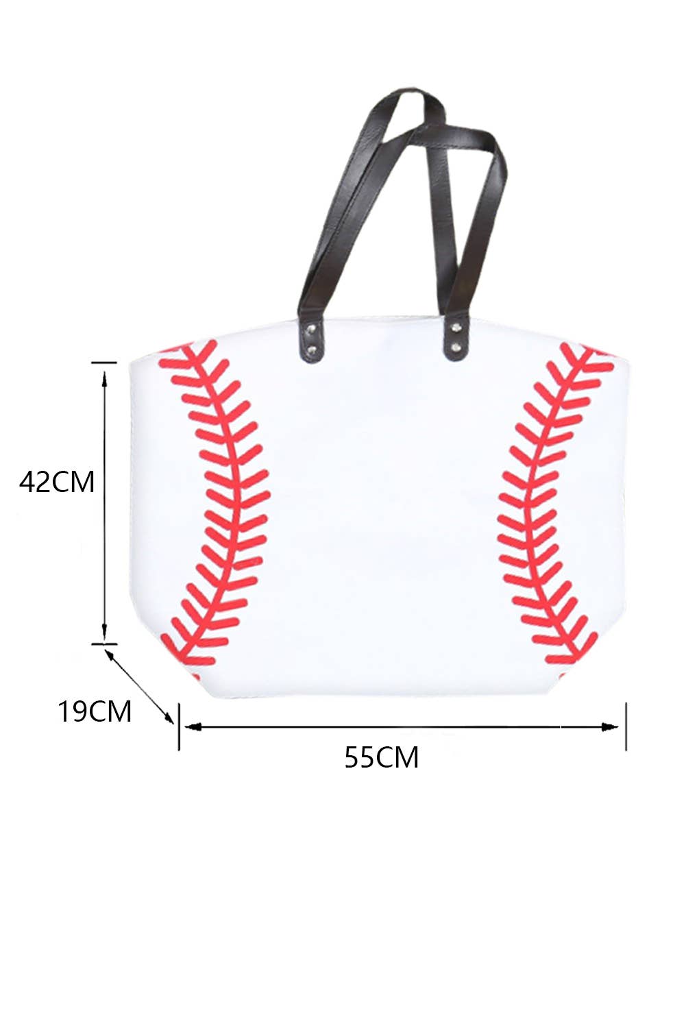 Baseball Pattern Canvas Large Tote Bag: As shown / Missy / Standard