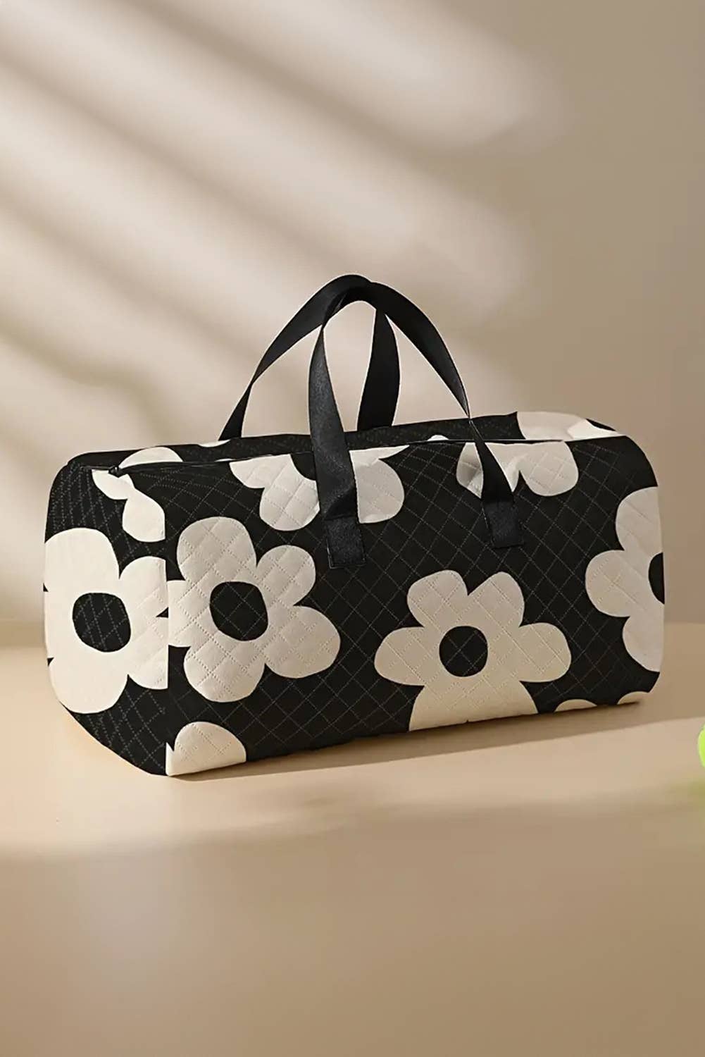 Flower Print Quilted Large Duffel Bag: As shown / Missy / Standard